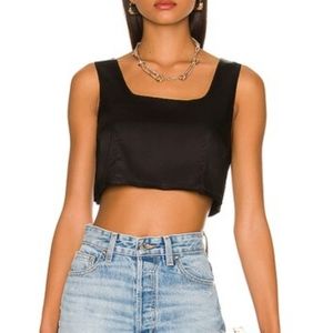NONchalant | Tops | Nwt Revolve Nonchalant Charlie Solid Black Silk Crop Top Size Small |